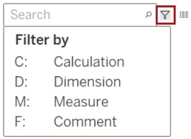 New feature tableau 2020.3 - Search improvements in Data pane