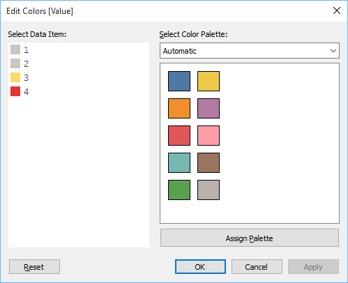 Assigning discrete color values