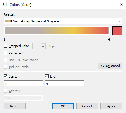 Configuring custom continuous color