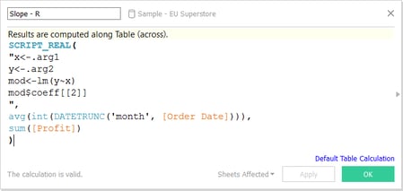Calculate Slope in Tableau where x is a Date