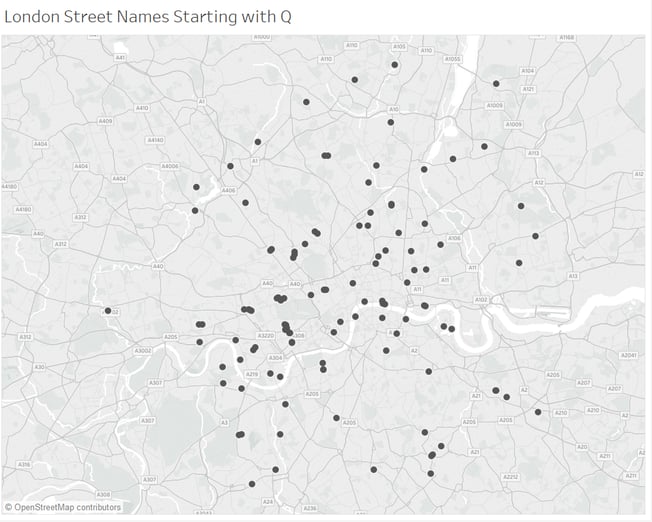 Plotted streets in Tableau