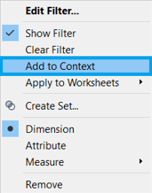 context option Tableau