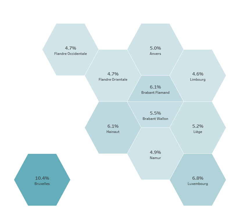 Belgium Hexagon Map