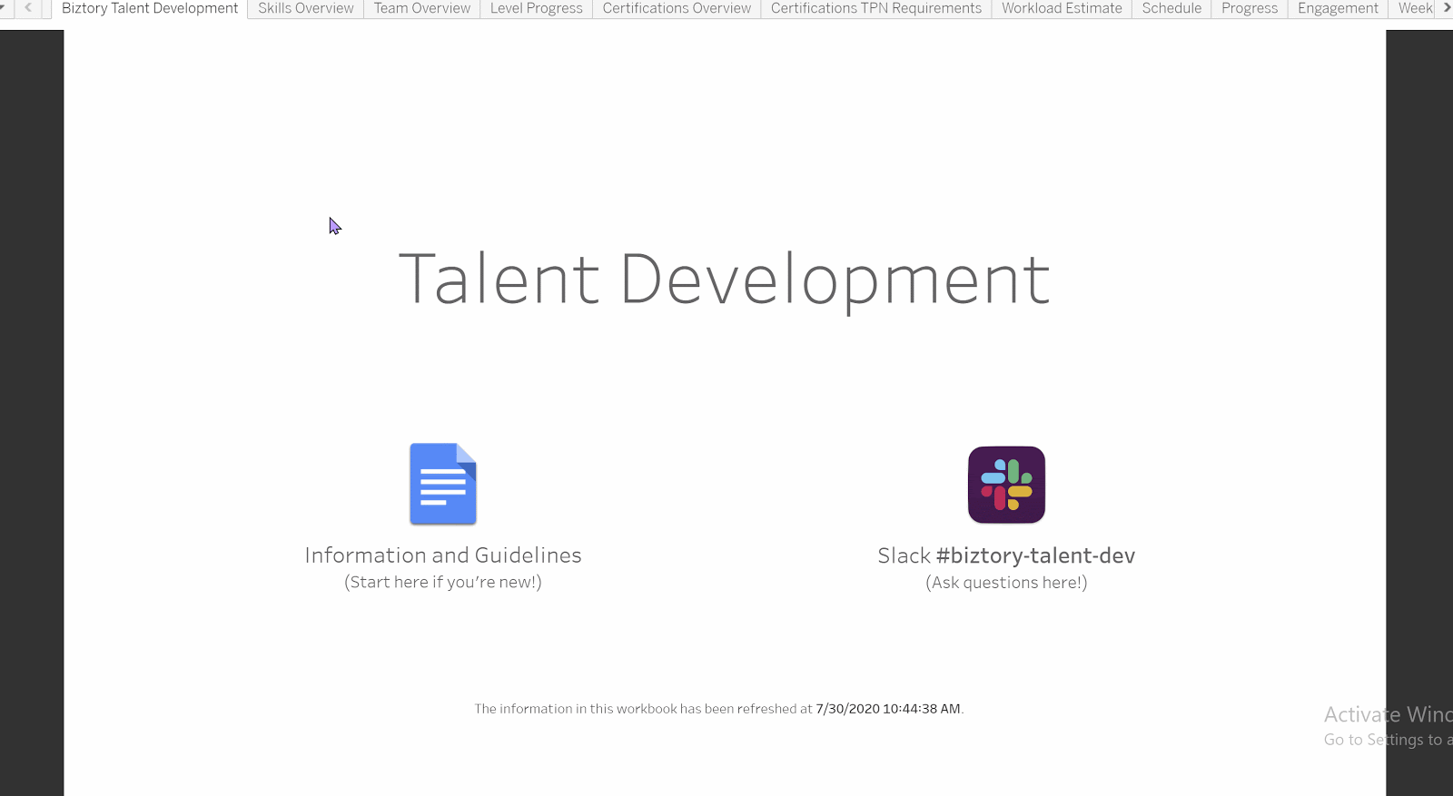 Biztory Talent Development program in Tableau