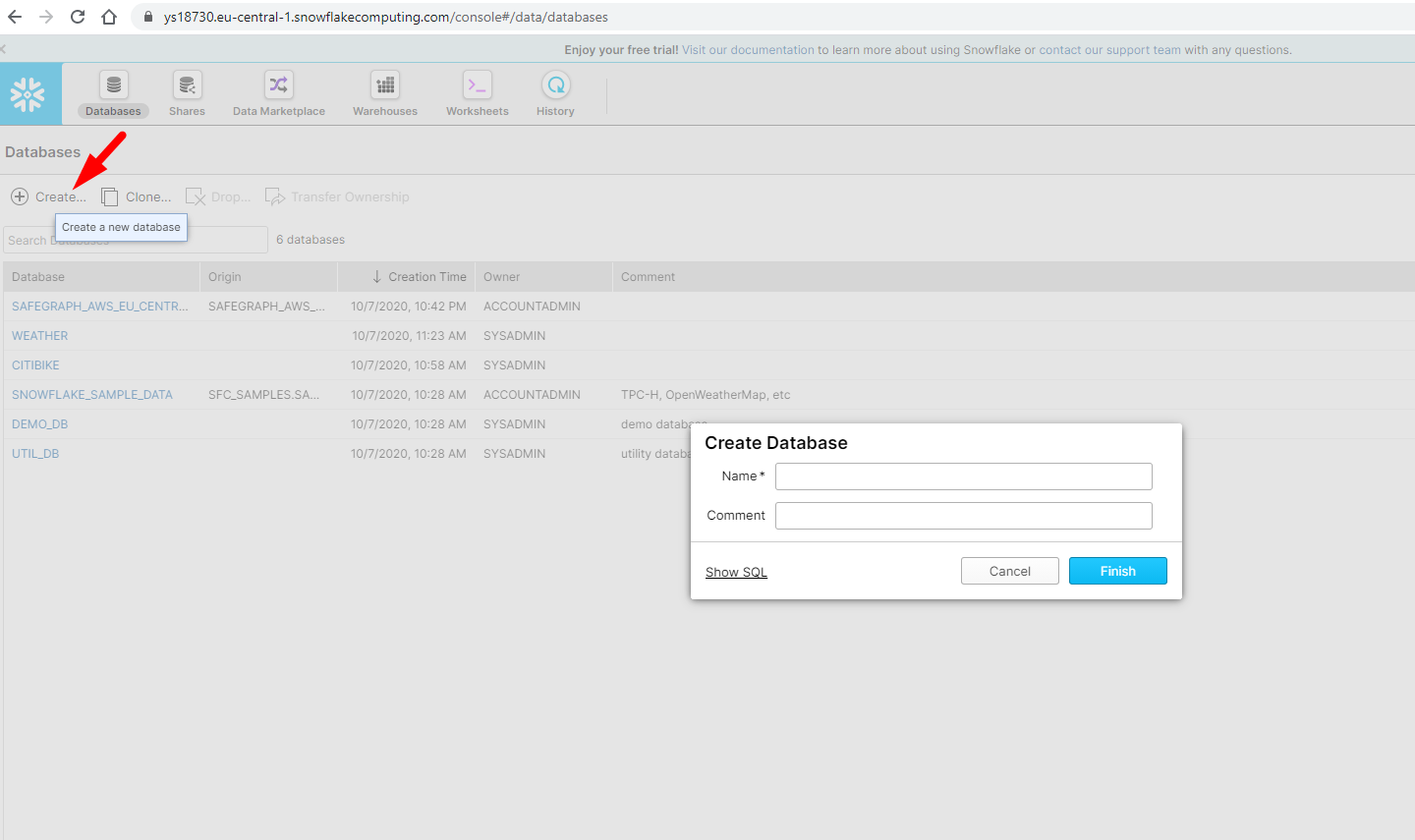 Create Snowflake Database