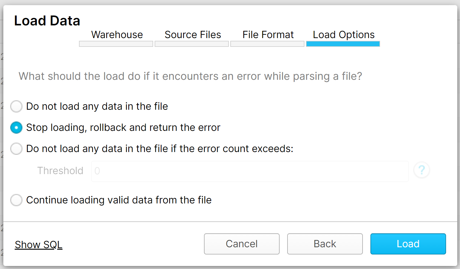 Load data within Snowflake