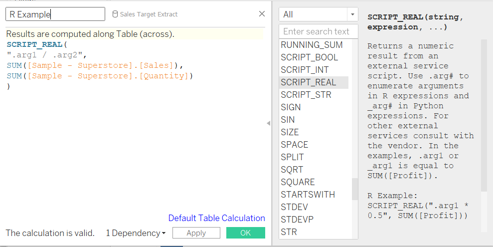 Tableau R Test